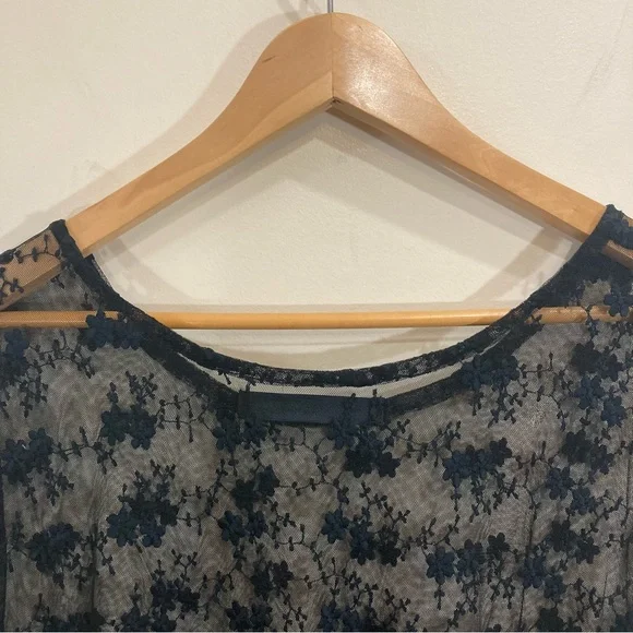 SOLD One Teaspoon Sheer Lace Overlay Chemise Shirt Black Floral Sz 4 - Picture 6 of 9